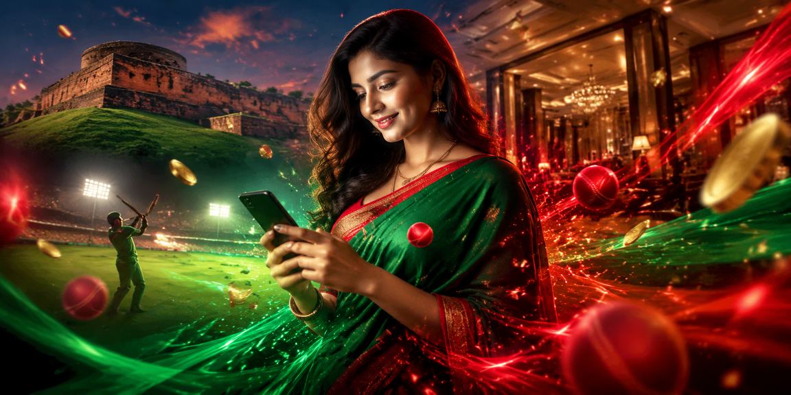 বগুড়ায় ক্রিকেট বেটিং করছেন এক ব্যবহারকারী, লাল-সবুজ পোশাকে